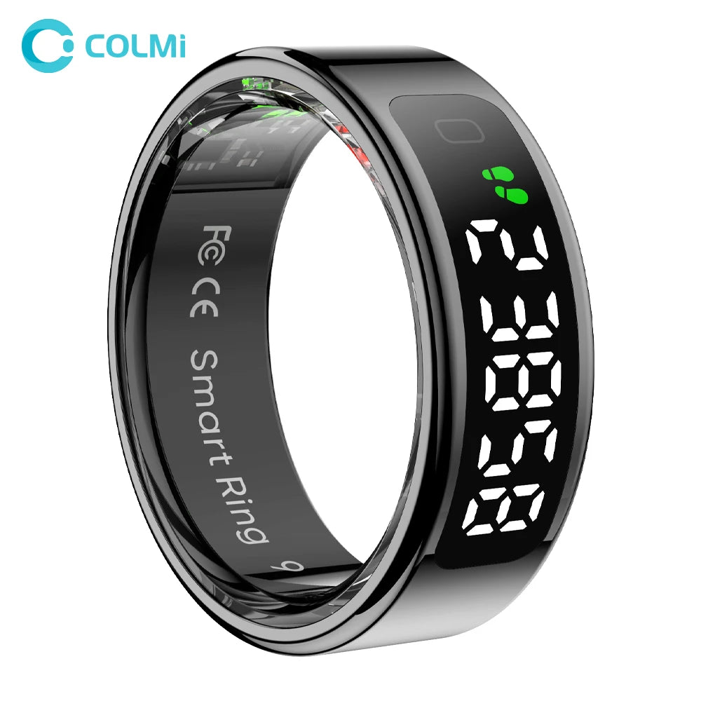 2025 COLMI R12 Smart Ring – Touch Display, Wireless Charging, Health Manager, 5ATM Waterproof