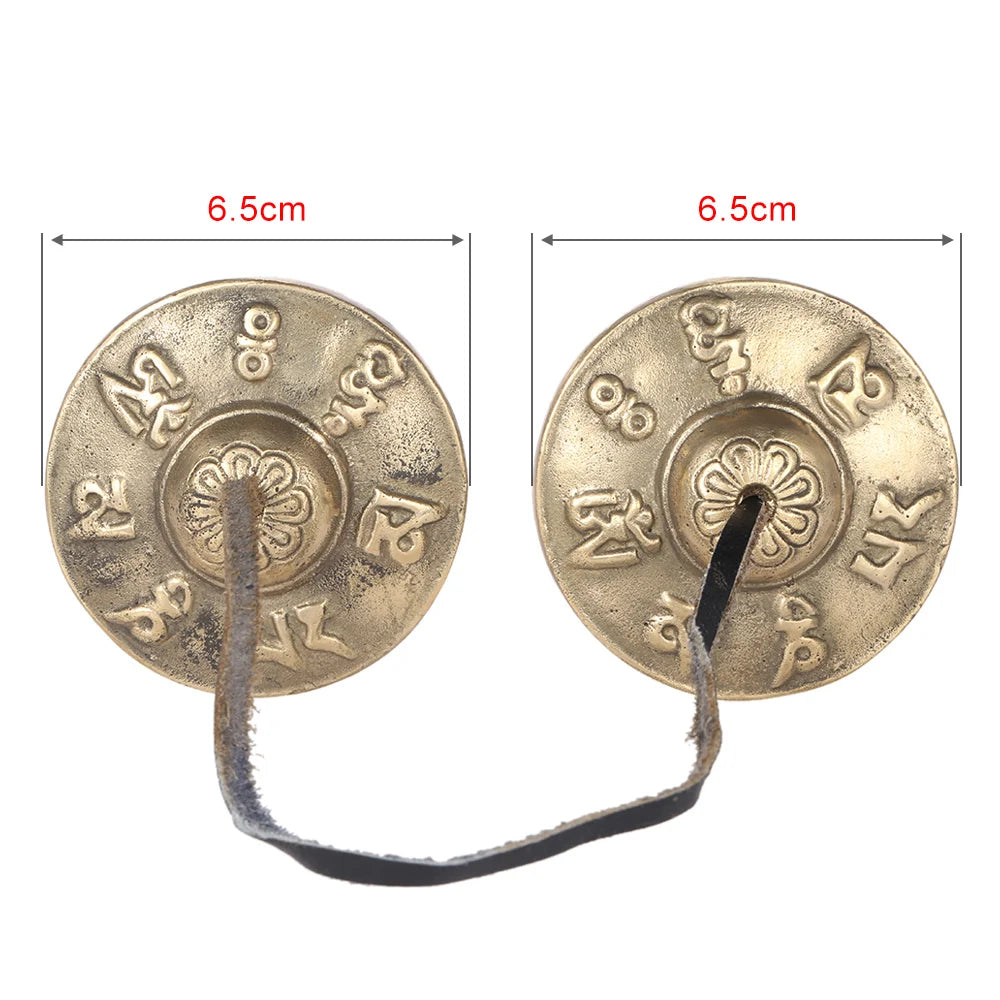 2.6in Handcrafted Tibetan Tingsha Cymbals – Meditation Bell with Eight Auspicious Symbols