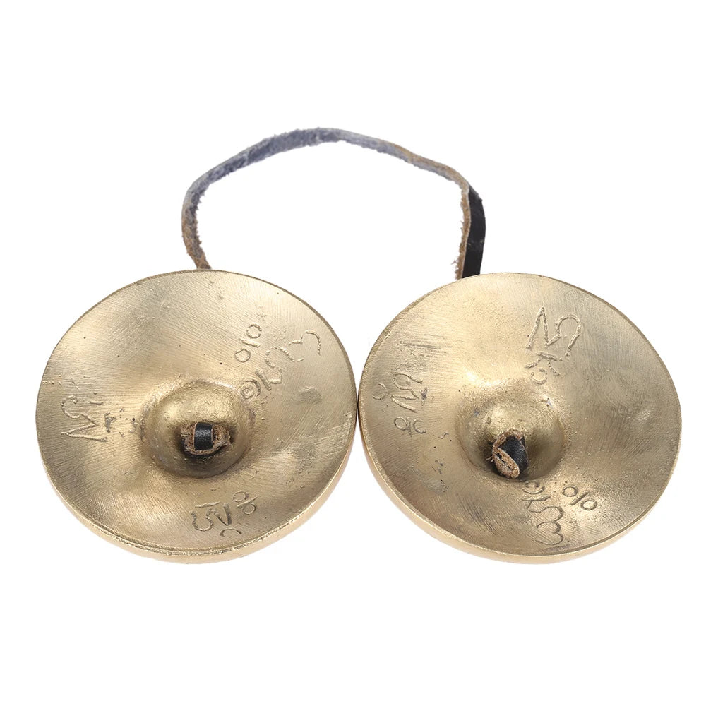 2.6in Handcrafted Tibetan Tingsha Cymbals – Meditation Bell with Eight Auspicious Symbols