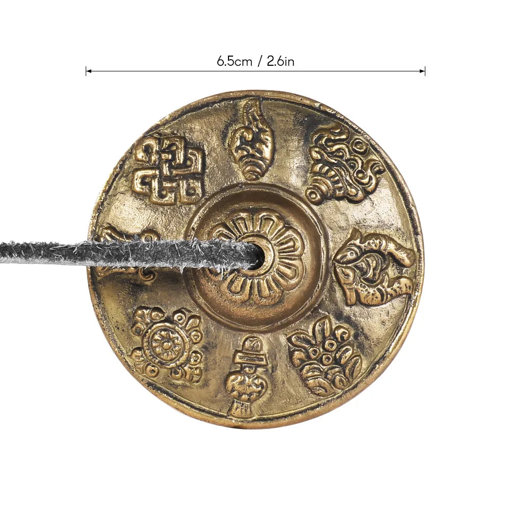 2.6in Handcrafted Tibetan Tingsha Cymbals – Meditation Bell with Eight Auspicious Symbols