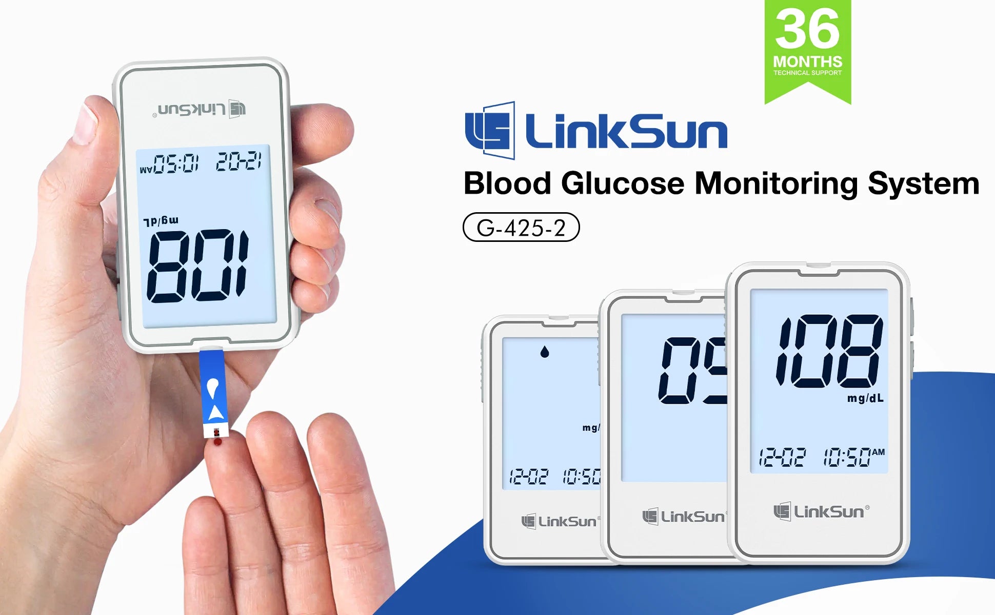 G-425-2 Linksun Digital Blood Glucose Meter Kit – Complete Diabetes Testing Blood Sugar Monitor