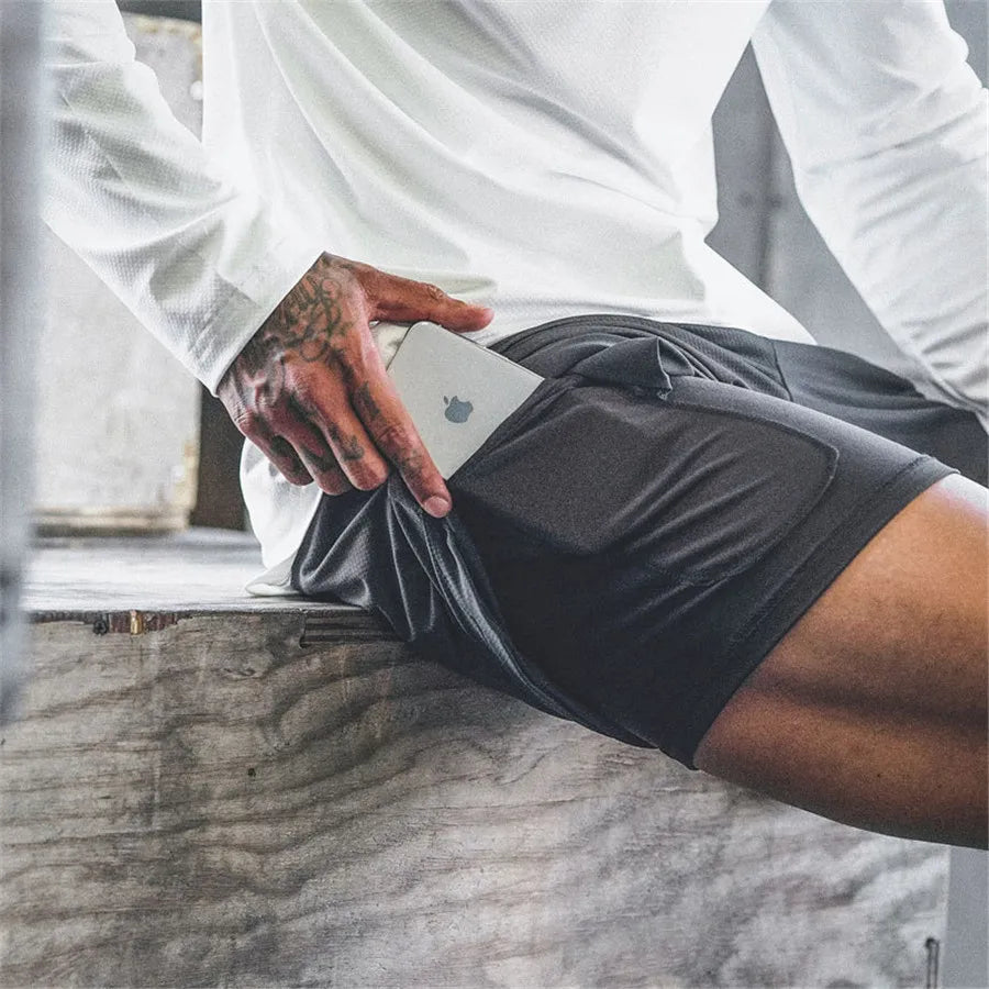 Men’s 2-in-1 Double-Layer Running Shorts – Beach, Gym & Fitness Training Pants
