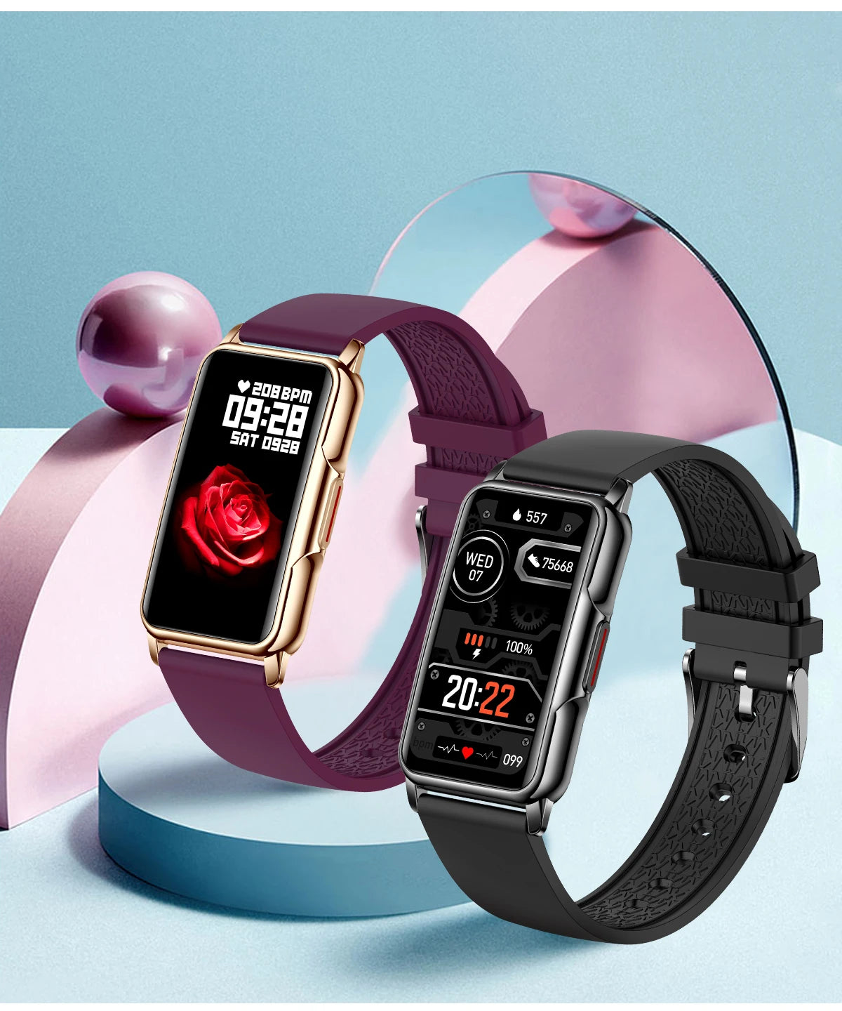 Unisex Smart Bracelet for Android & iOS – Heart Rate, Blood Oxygen Monitor, Waterproof Sport Smartwatch with Gift