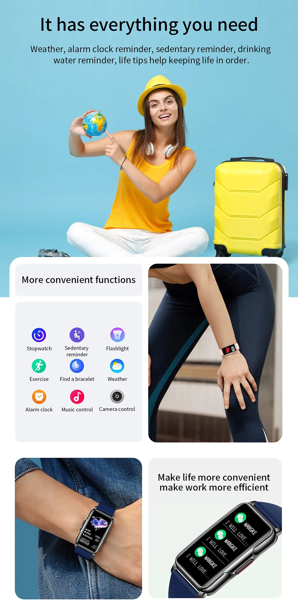 LIGE Women’s Smart Watch – Full Touch Screen, Bluetooth Call, IP67 Waterproof Fitness Tracker