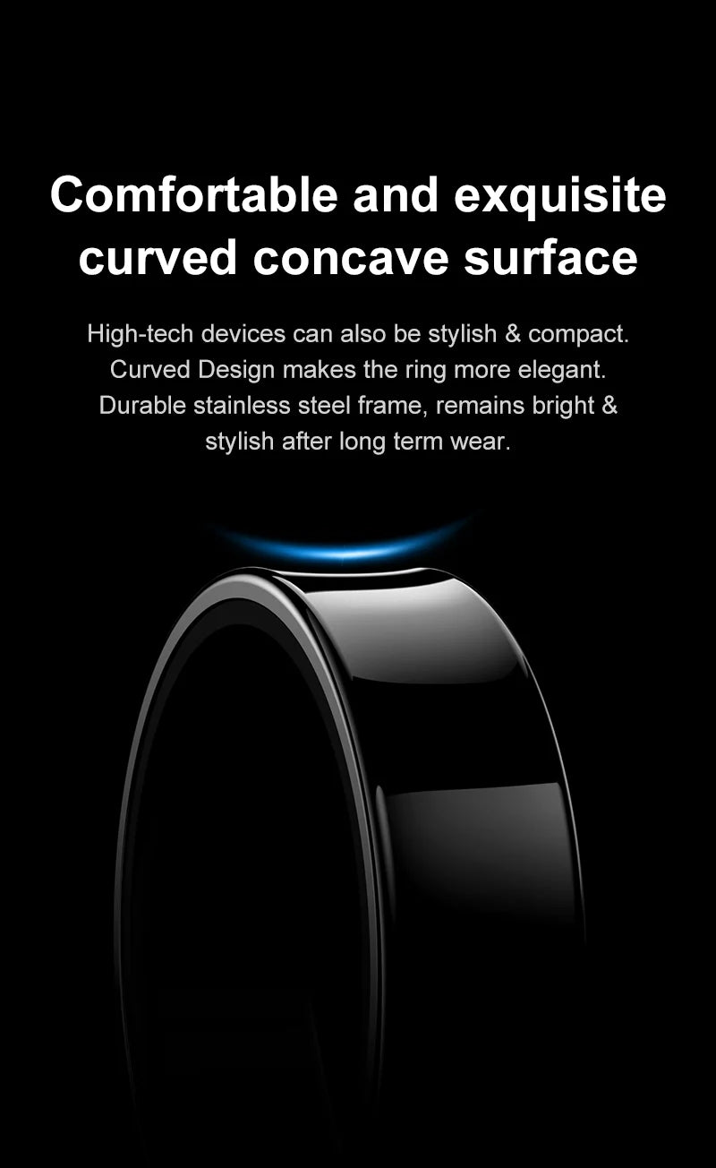 R09 Smart Ring with Charging Case – Heart Rate, Blood Oxygen & Skin Temperature Monitor, 5ATM Waterproof for Android & iOS