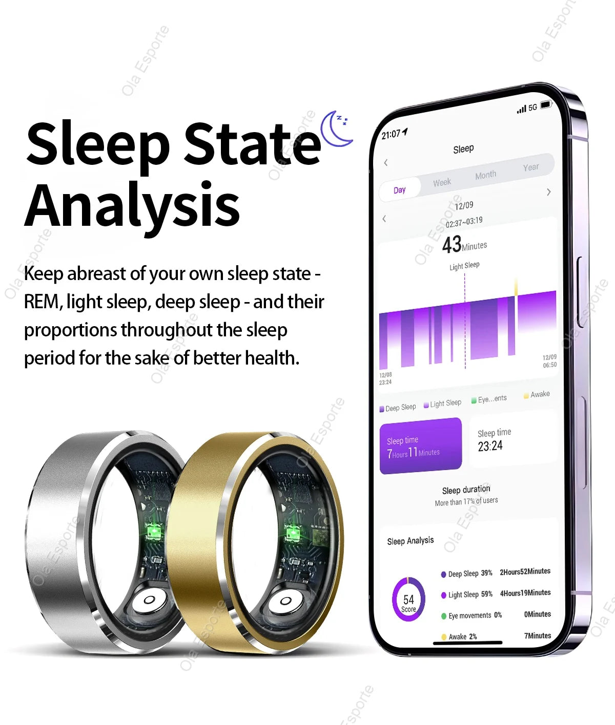 Smart Fitness Ring – 5ATM Waterproof with Gesture Control, Heart Rate, Blood Pressure & Sleep Monitoring