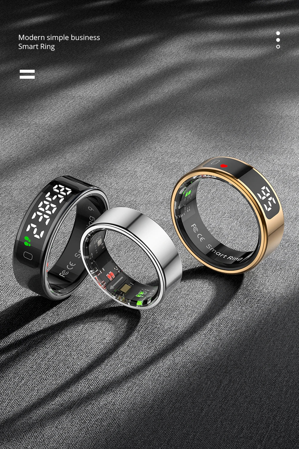 2025 COLMI R12 Smart Ring – Touch Display, Wireless Charging, Health Manager, 5ATM Waterproof