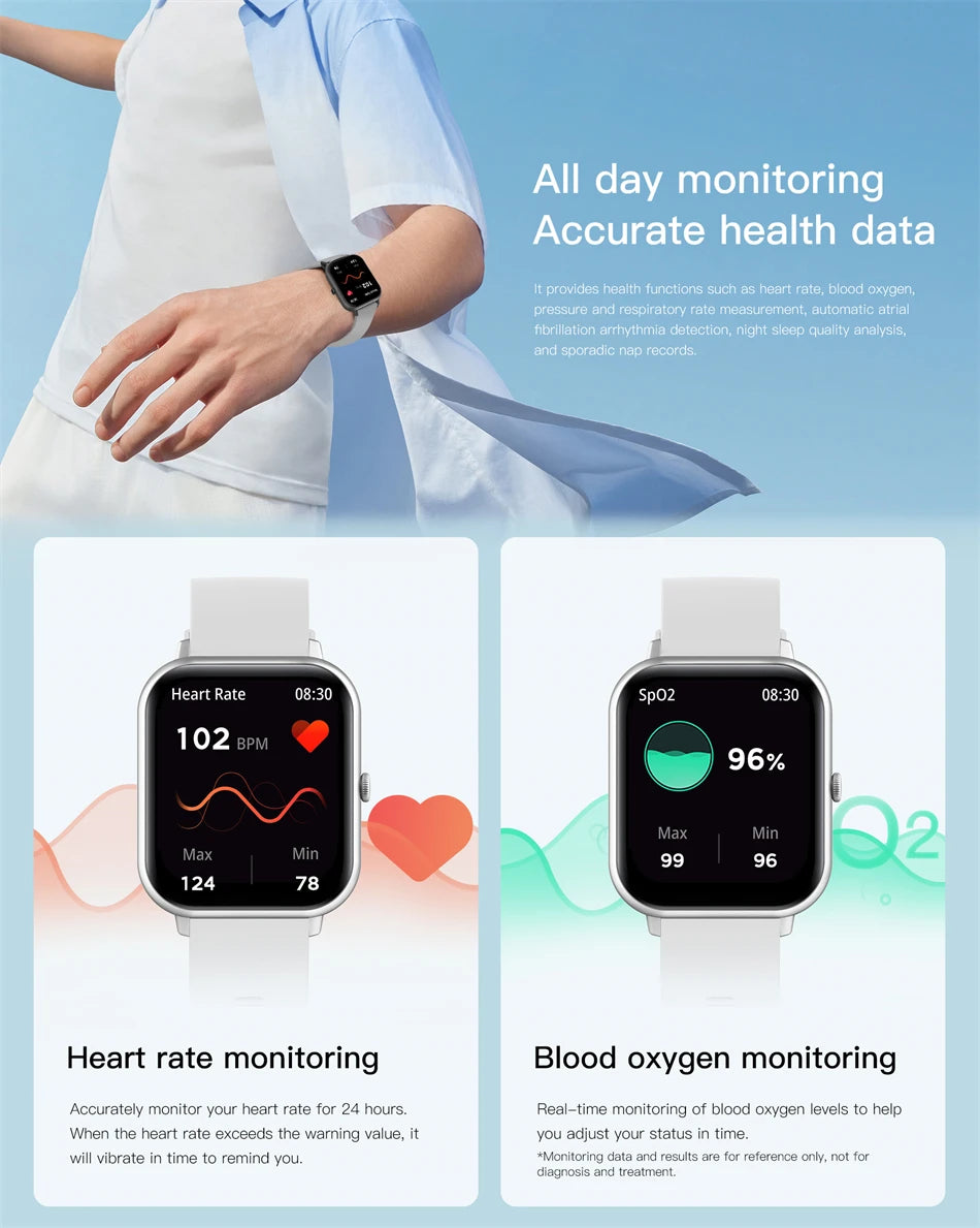2025 Xiaomi Smart Watch – Bluetooth Call, Heart Rate Monitor, IP68 Waterproof Fitness Tracker for Men & Women (iOS & Android)