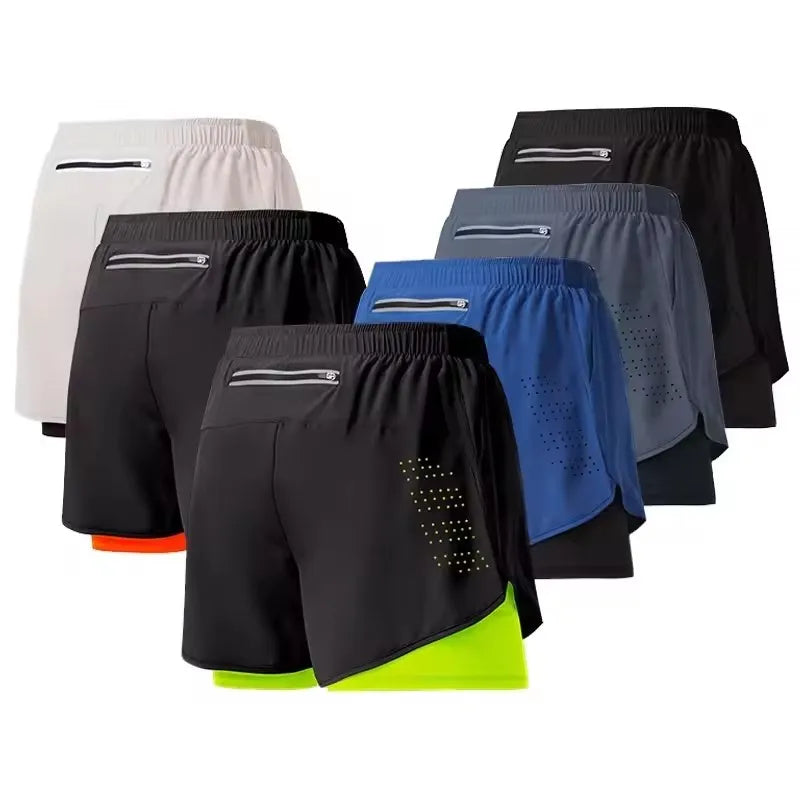 Men’s Double-Layer Running Shorts – Quick-Dry Fitness & Workout Training Shorts