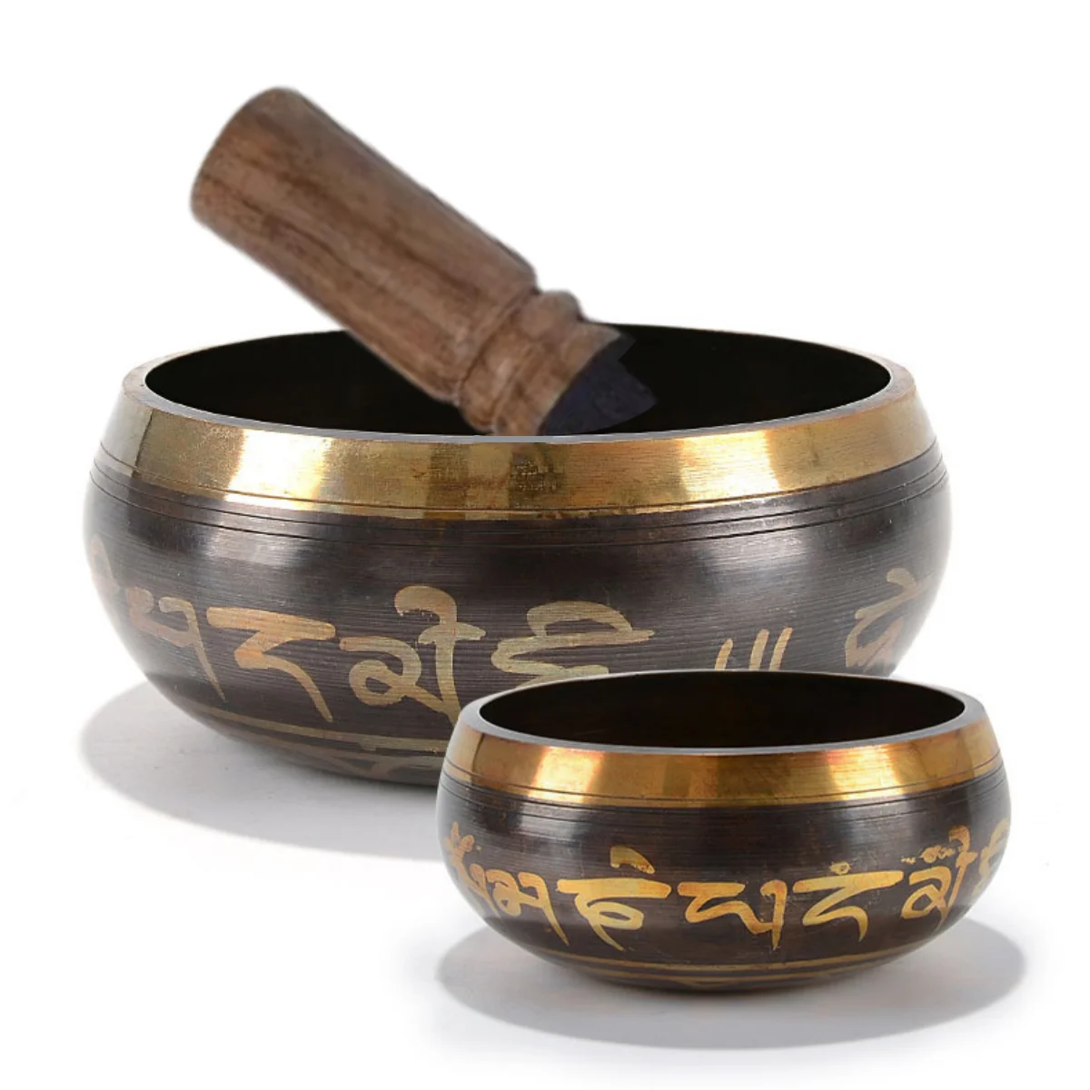 Tibetan Singing Bowl Set – 8.5 to 20cm Scripture Bowls for Meditation & Chakra Healing