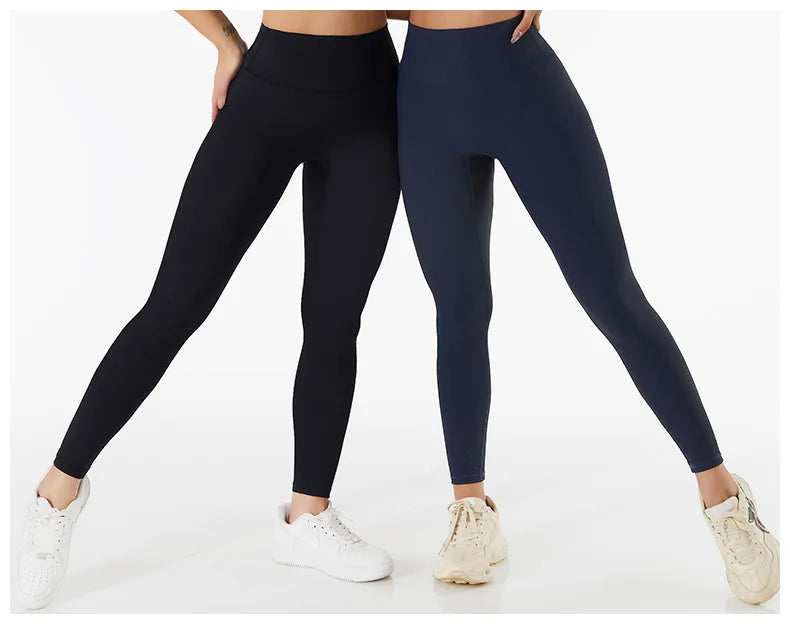 Ribbed Seamless High-Waist Yoga Pants – Women’s Tummy Control Gym Leggings & Running Tights