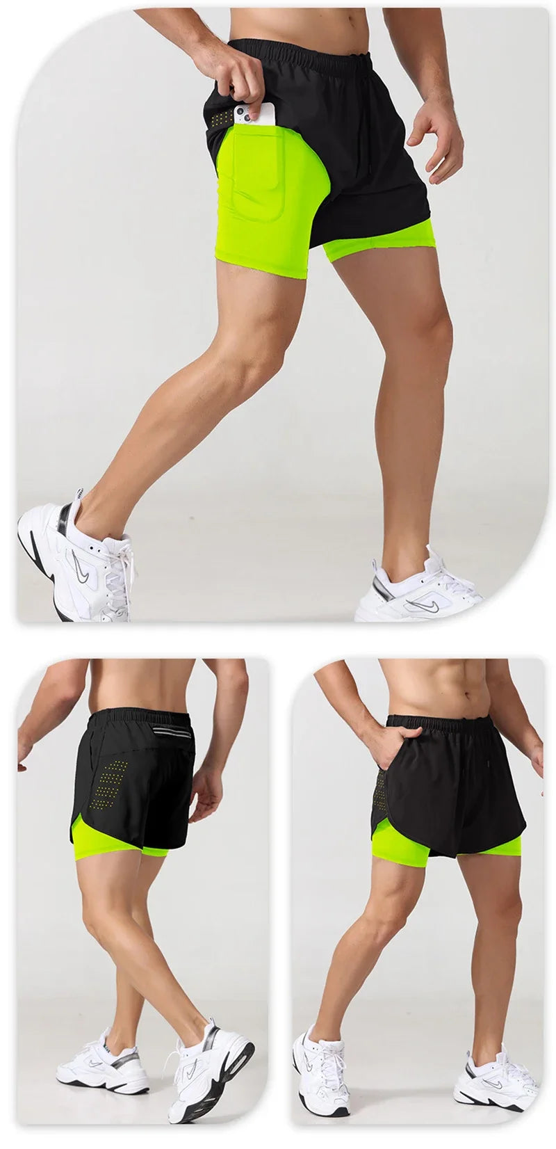 Men’s Double-Layer Running Shorts – Quick-Dry Fitness & Workout Training Shorts