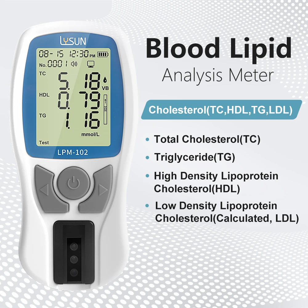 Medical Blood Lipid 5-in-1 Multiparameter Test Kit – Total Cholesterol, HDL, LDL, Triglycerides (TG), LDL/HDL Meter