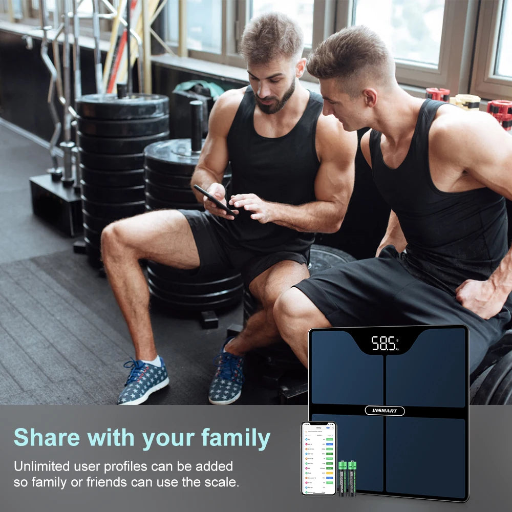 INSMART Digital Body Weight & Fat Scale – Professional Bioimpedance Smart Scale up to 180kg for Adults