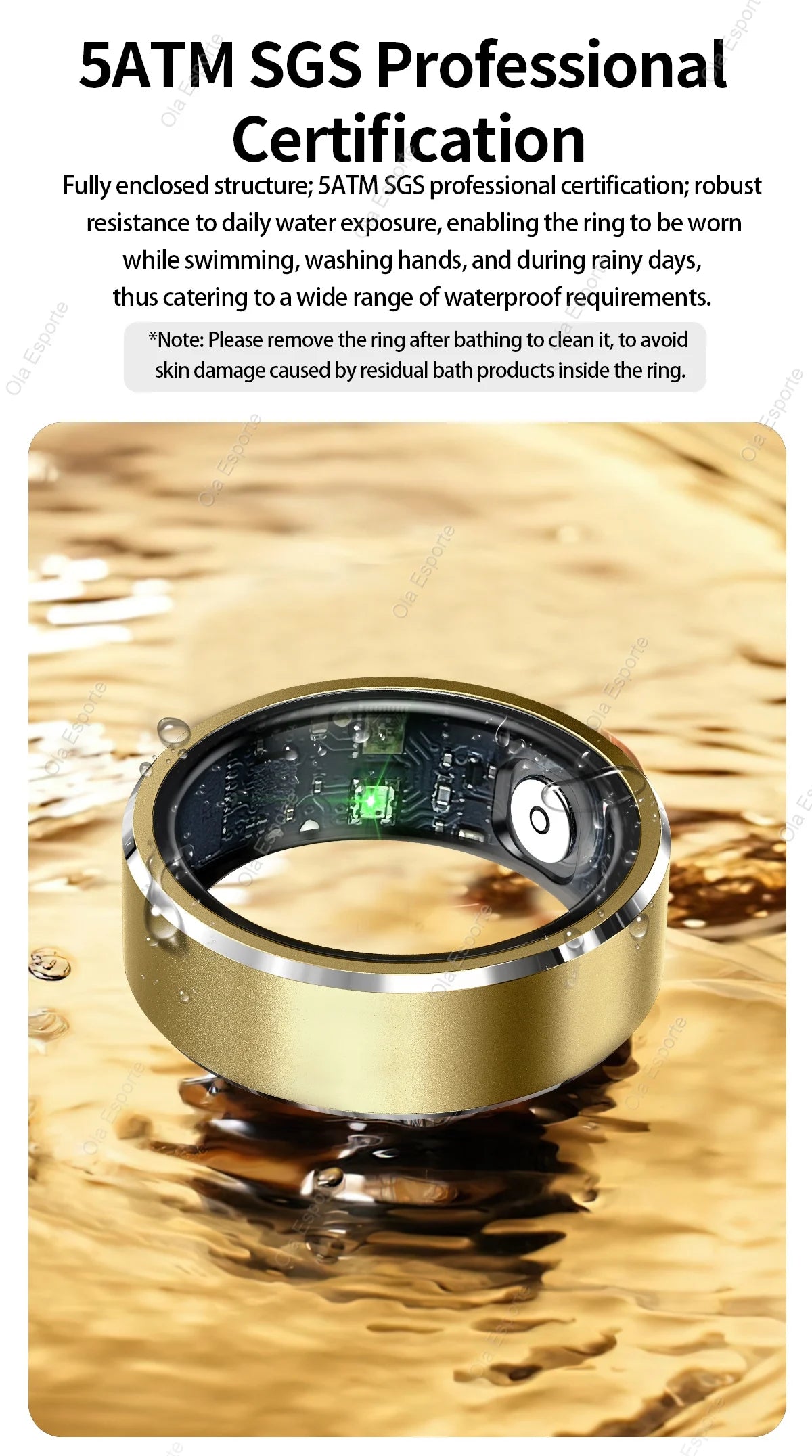 Smart Fitness Ring – 5ATM Waterproof with Gesture Control, Heart Rate, Blood Pressure & Sleep Monitoring