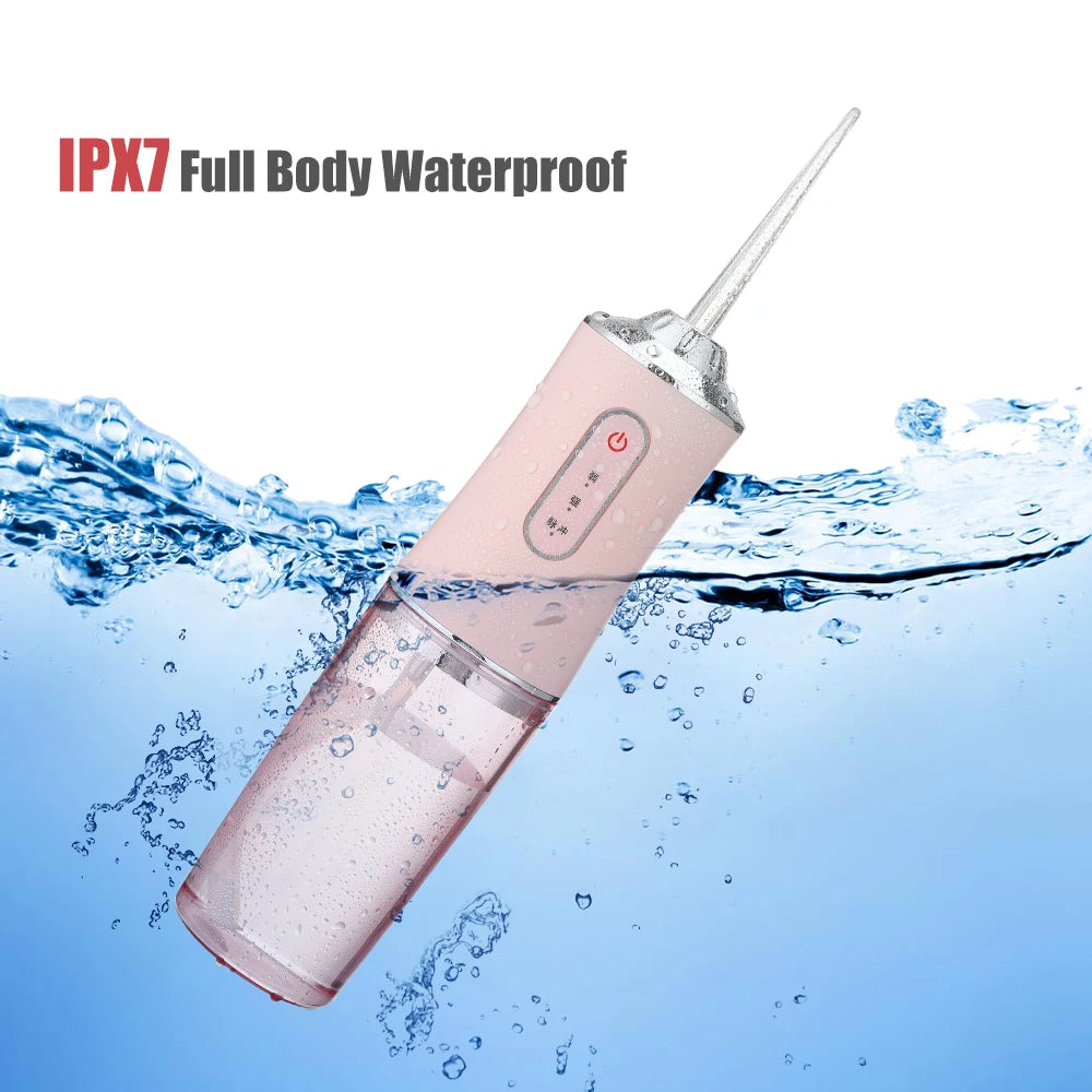 Portable USB Rechargeable Oral Irrigator – 4 Jet Tips, 220ml Water Flosser with 3 Modes