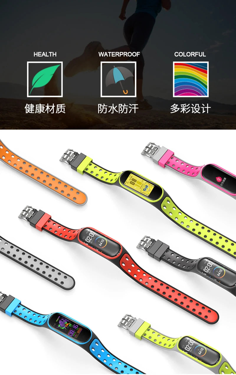 Two-Color Silicone Replacement Strap for Mi Band 3/4/5/6/7 – Smart Wristband Bracelet for Xiaomi