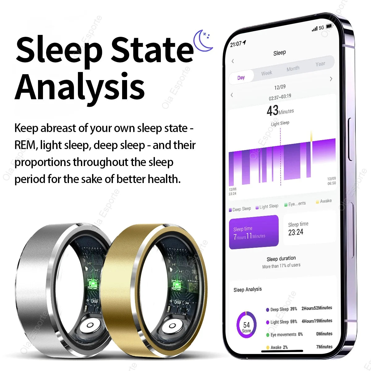 Smart Fitness Ring – 5ATM Waterproof with Gesture Control, Heart Rate, Blood Pressure & Sleep Monitoring