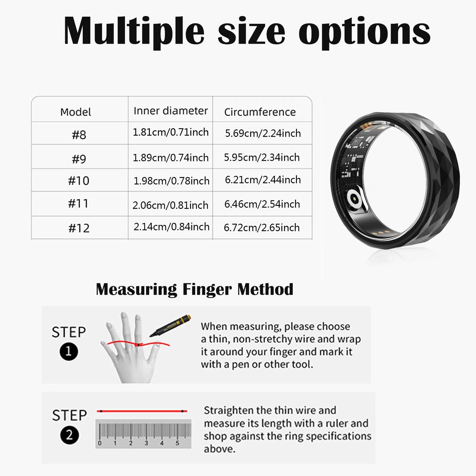 Unisex Smart Ring – Multi-Sport Mode, Pedometer, Remote Camera Control & Long Battery Life
