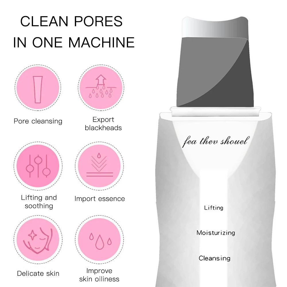 Electric Ultrasonic Skin Scrubber – Facial Cleansing & Blackhead Remover Spatula