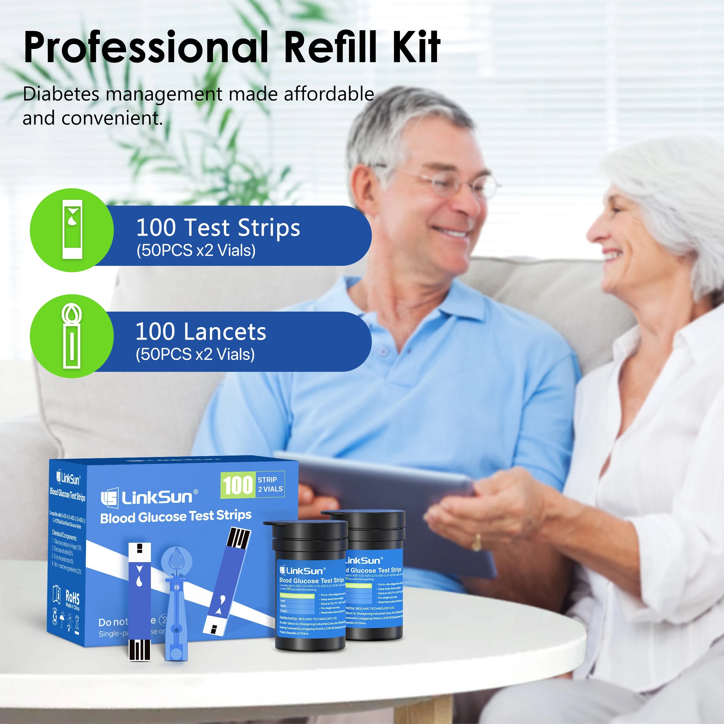 G-425-2 Linksun Digital Blood Glucose Meter Kit – Complete Diabetes Testing Blood Sugar Monitor