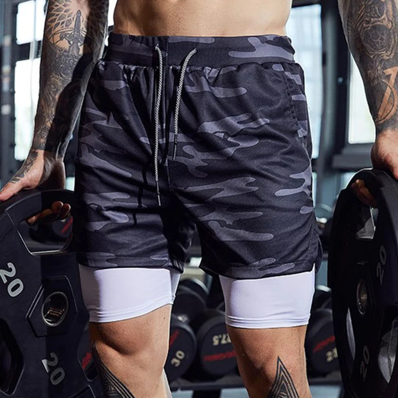 Men’s 2-in-1 Double-Layer Running Shorts – Beach, Gym & Fitness Training Pants