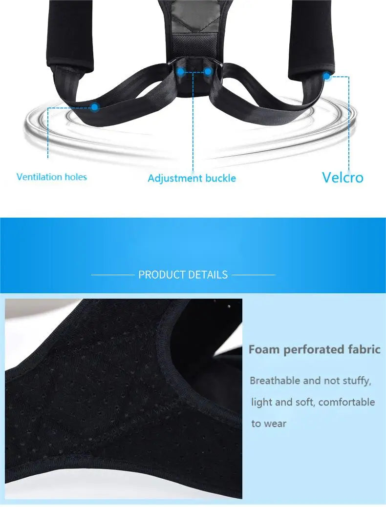 Adjustable Back Posture Correction Belt – Unisex Hunchback & Sitting Support Brace