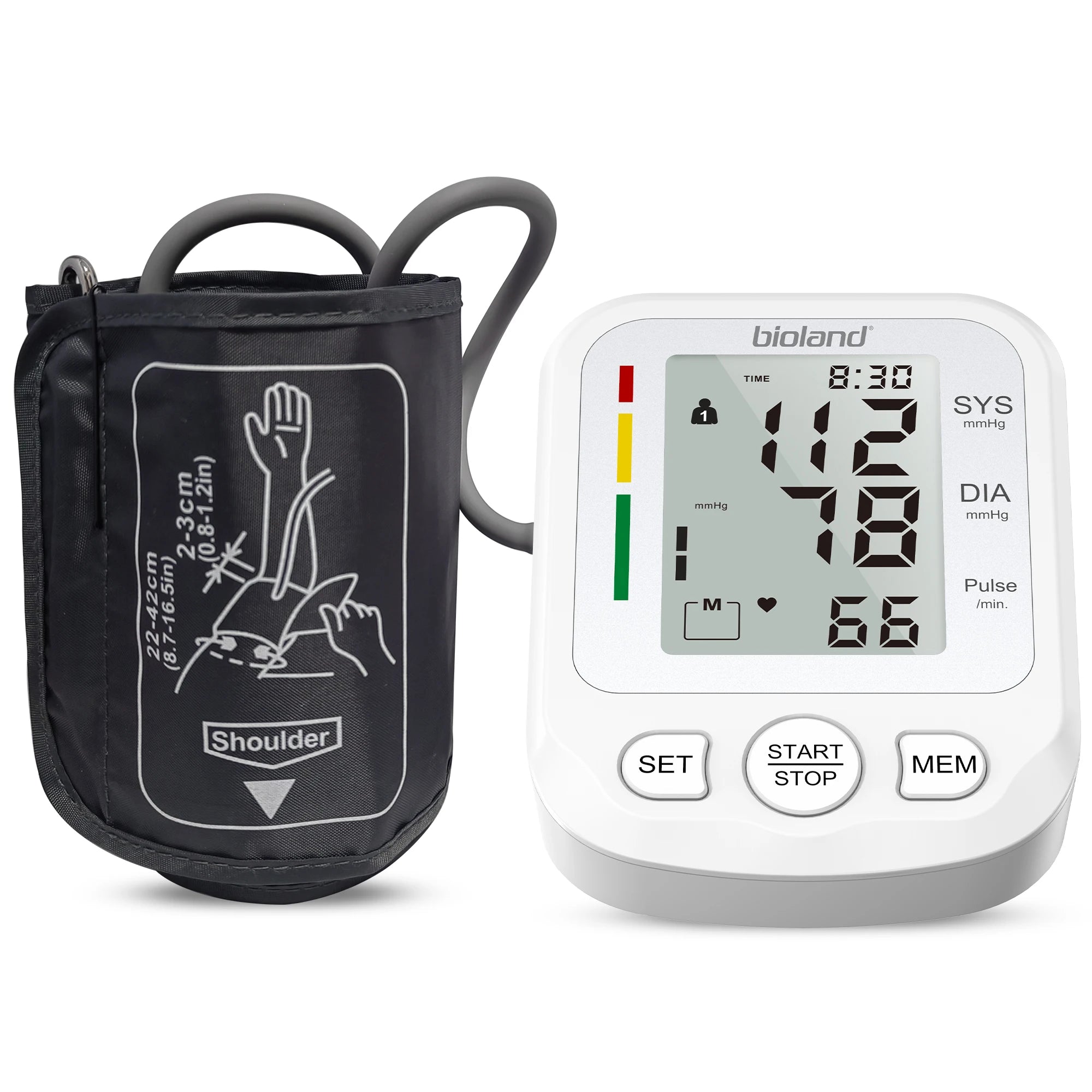 bioland 2005 Upper Arm Blood Pressure Monitor – Automatic Digital Tensiometer with Pulse & Heart Rate Monitoring