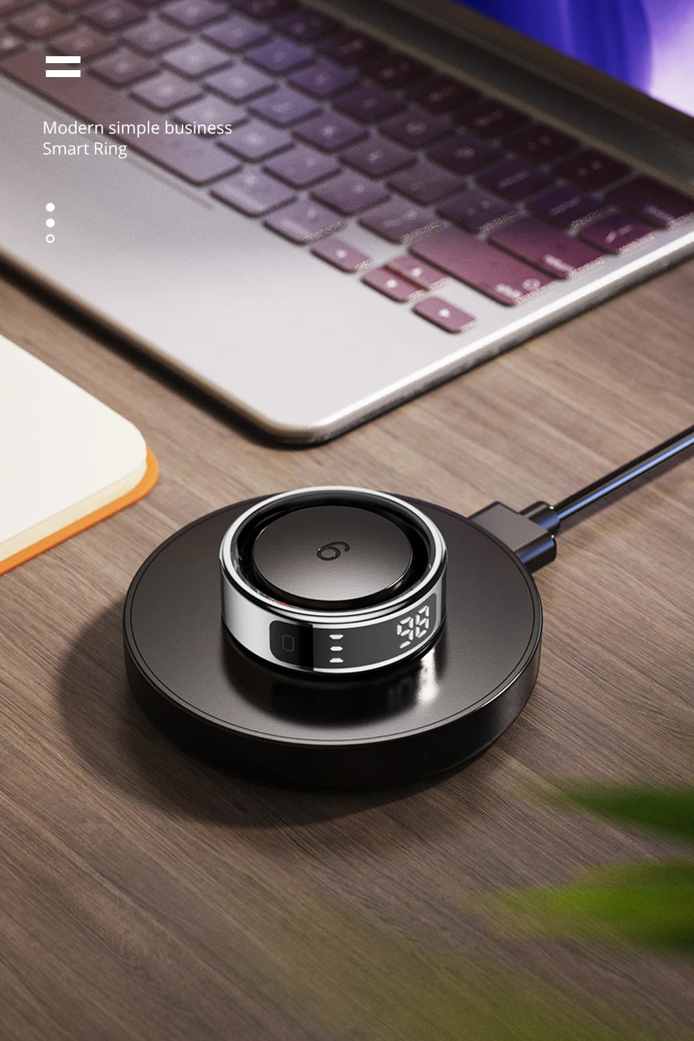2025 COLMI R12 Smart Ring – Touch Display, Wireless Charging, Health Manager, 5ATM Waterproof