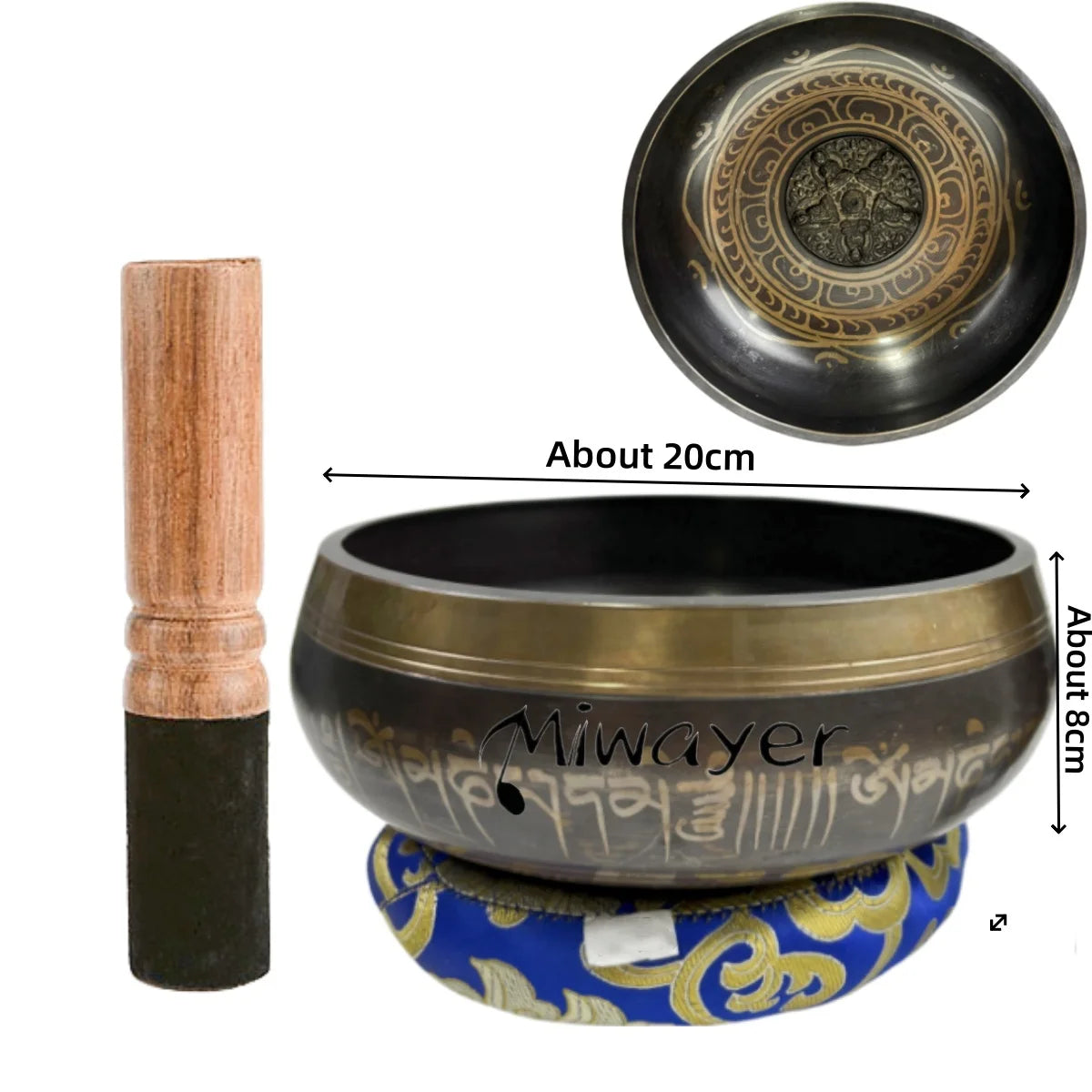 Tibetan Singing Bowl Set – 8.5 to 20cm Scripture Bowls for Meditation & Chakra Healing