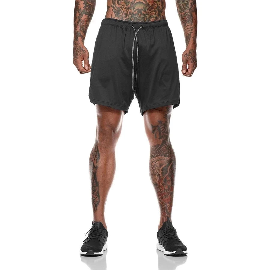 Men’s 2-in-1 Double-Layer Running Shorts – Beach, Gym & Fitness Training Pants