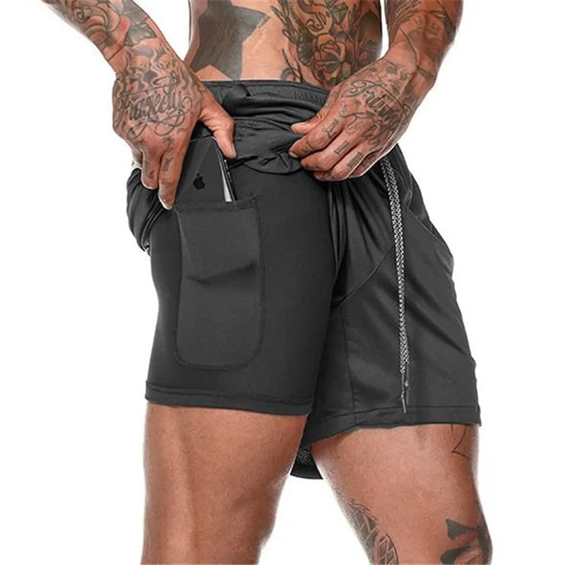 Men’s 2-in-1 Double-Layer Running Shorts – Beach, Gym & Fitness Training Pants