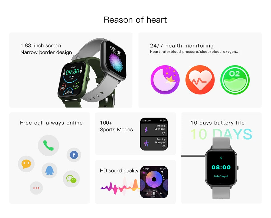 2025 Xiaomi Smart Watch – Bluetooth Call, Heart Rate Monitor, IP68 Waterproof Fitness Tracker for Men & Women (iOS & Android)