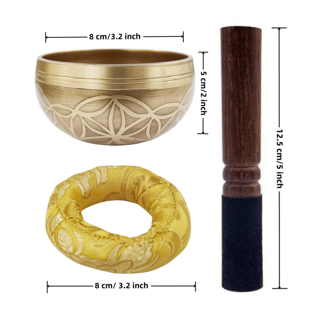 Miwayer Tibetan Singing Bowl Set – Flower of Life Design for Meditation & Stress Relief