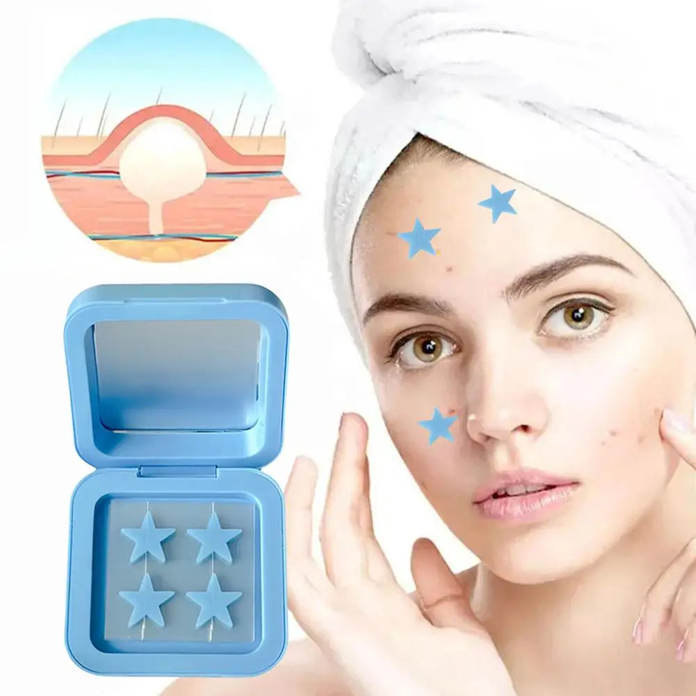 Blue & Yellow Stars Hydrocolloid Pimple Patches with Mirror Storage Box