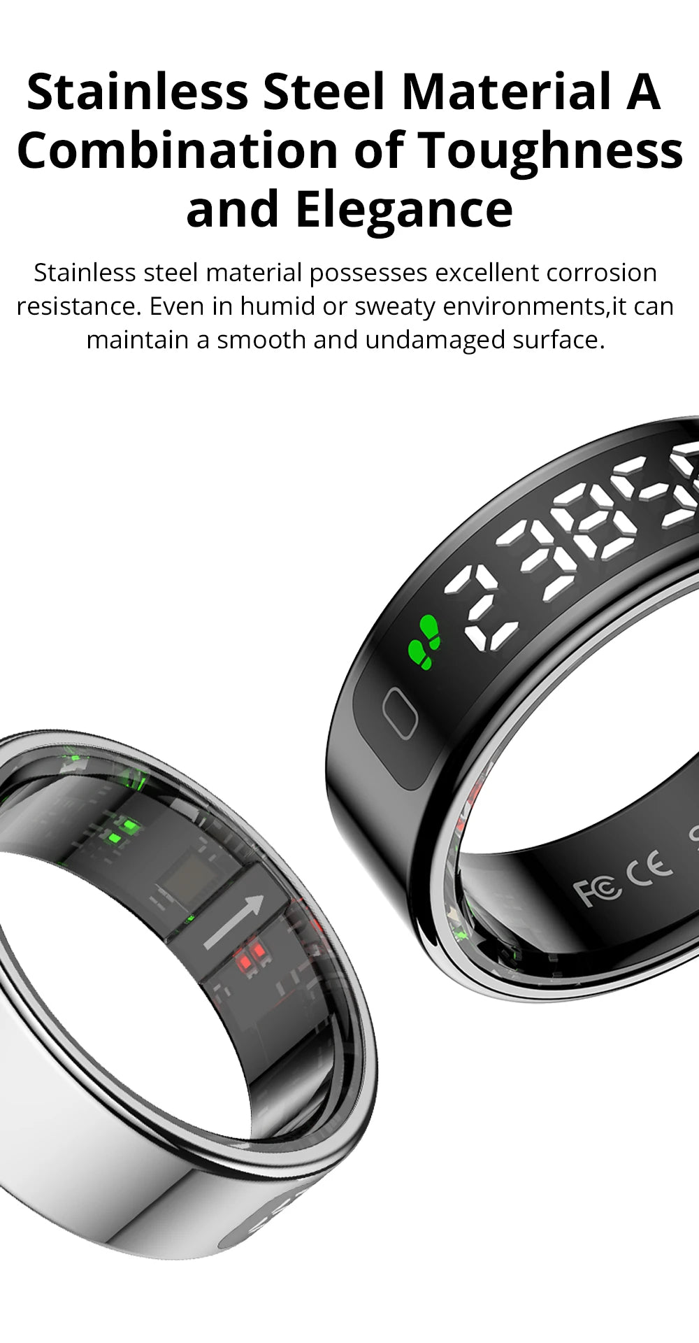 2025 COLMI R12 Smart Ring – Touch Display, Wireless Charging, Health Manager, 5ATM Waterproof