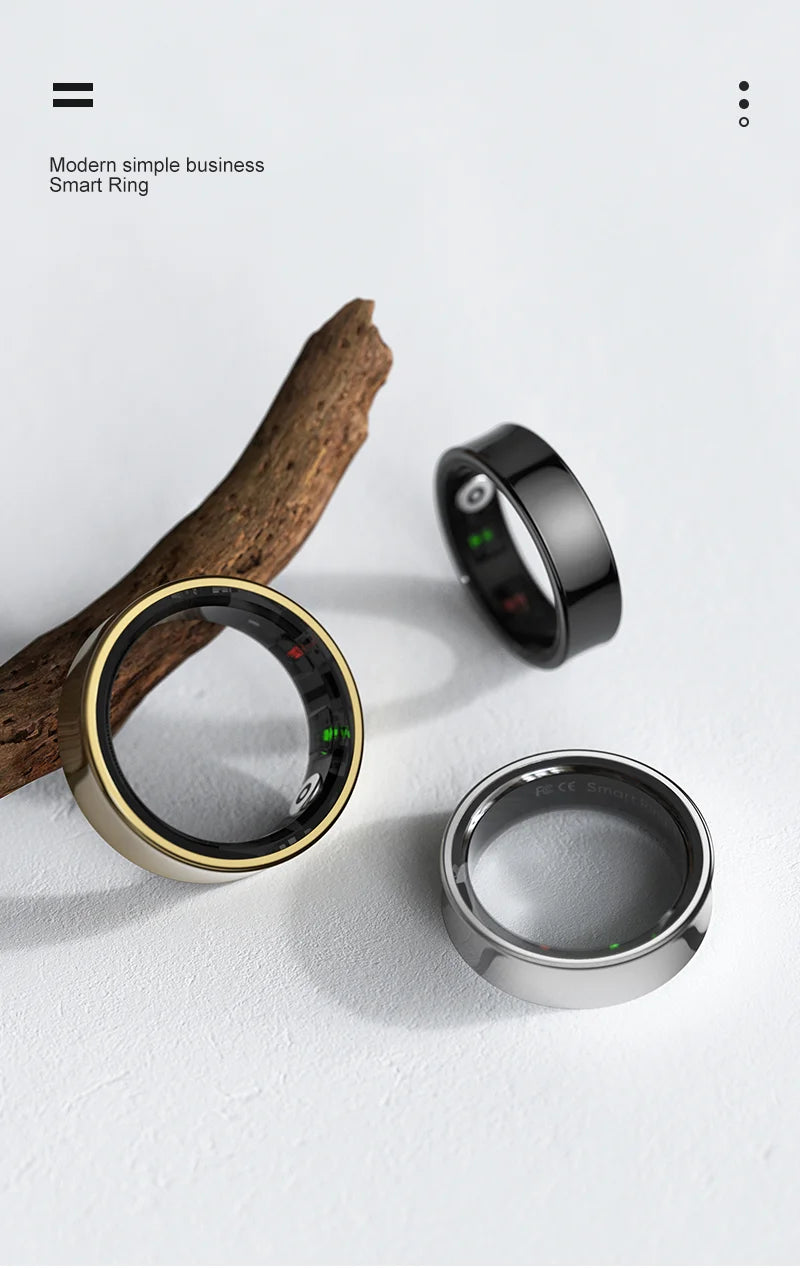 R09 Smart Ring with Charging Case – Heart Rate, Blood Oxygen & Skin Temperature Monitor, 5ATM Waterproof for Android & iOS