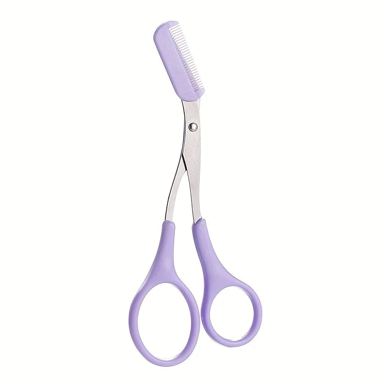 Pink Eyebrow Scissors and Comb Set – Right-Handed Beginner Grooming Tool