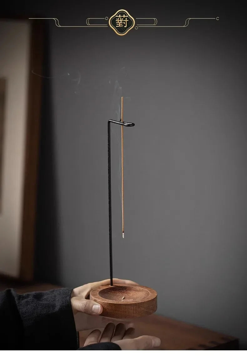 Creative Upside Down Wooden Incense Burner – Round Incense Stick Holder & Tray for Home or Yoga Décor