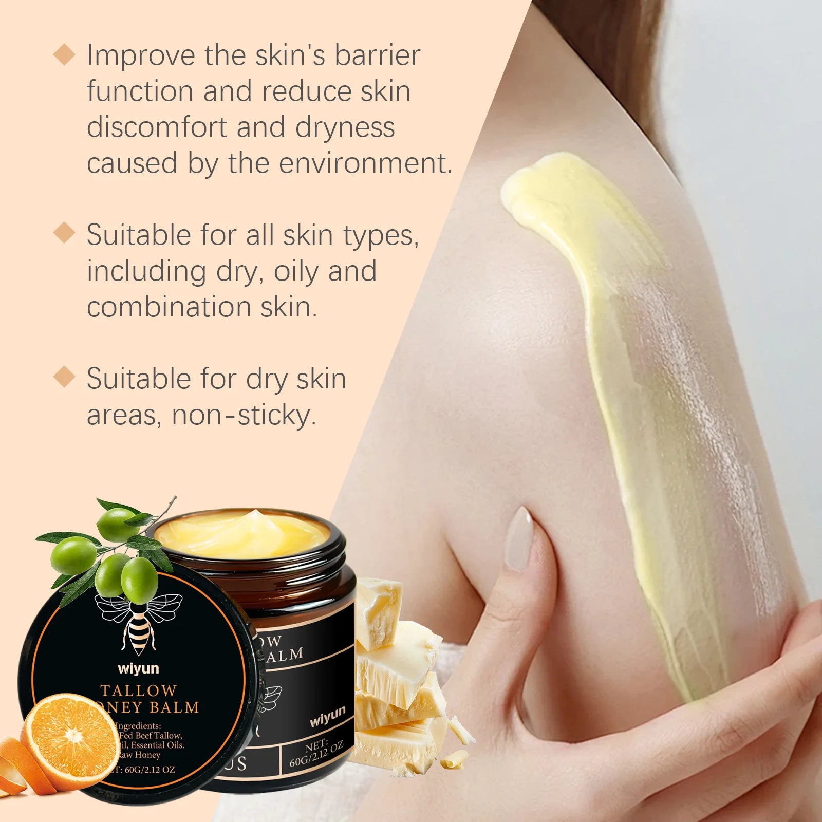 Tallow Honey Glow Cream – Hydrating & Firming Face and Body Moisturizer