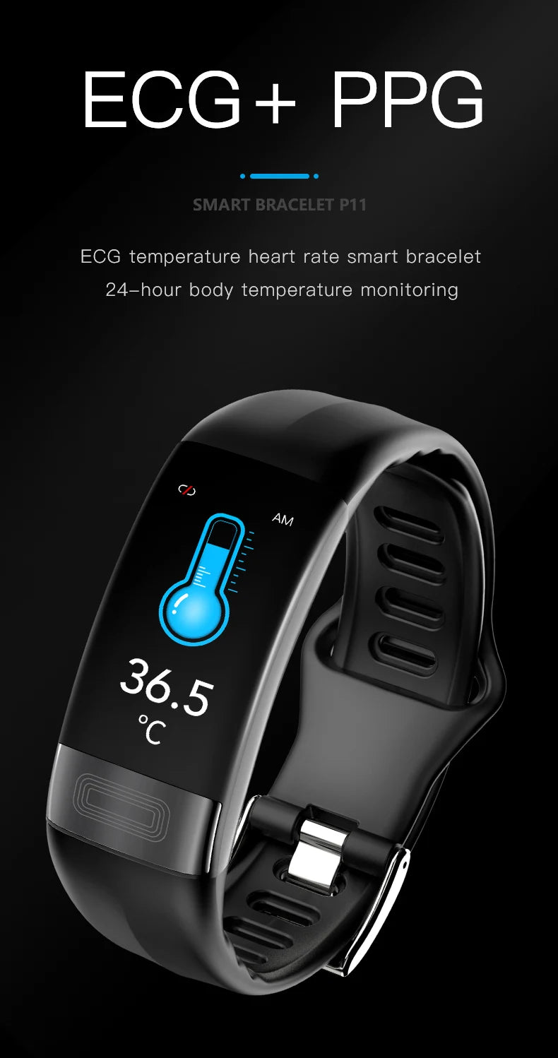 ECG+PPG Smart Fitness Tracker – Waterproof Health Smartband with Blood Pressure & Calorie Monitoring