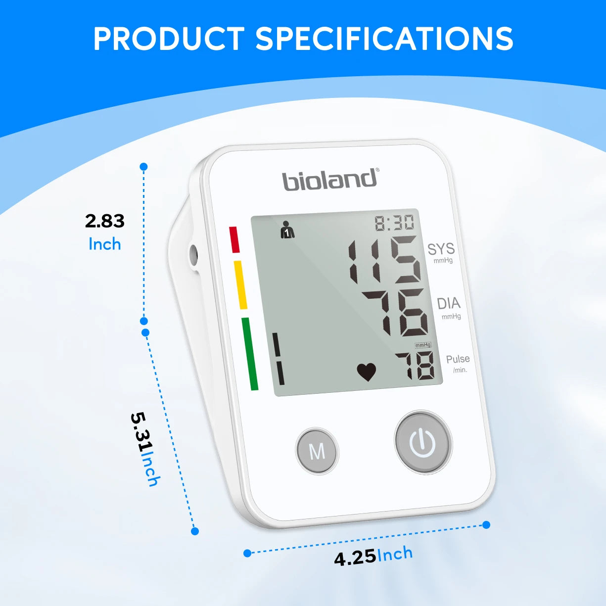 bioland 2005 Upper Arm Blood Pressure Monitor – Automatic Digital Tensiometer with Pulse & Heart Rate Monitoring