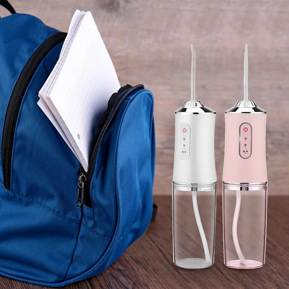 Portable USB Rechargeable Oral Irrigator – 4 Jet Tips, 220ml Water Flosser with 3 Modes