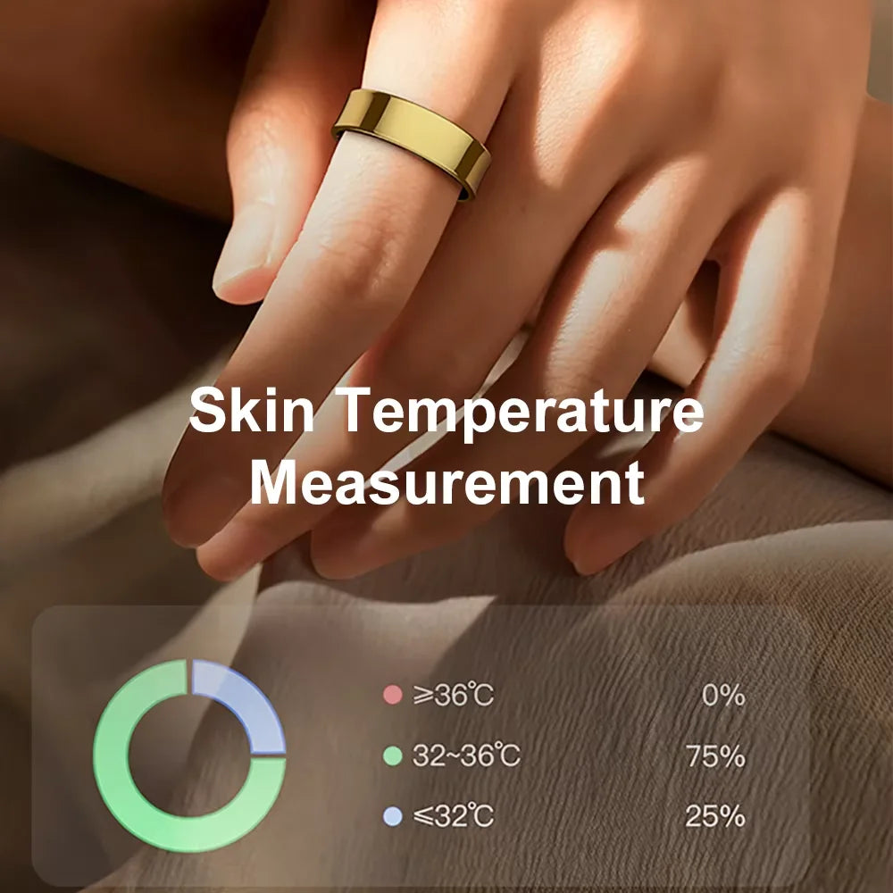 R09 Smart Ring with Charging Case – Heart Rate, Blood Oxygen & Skin Temperature Monitor, 5ATM Waterproof for Android & iOS