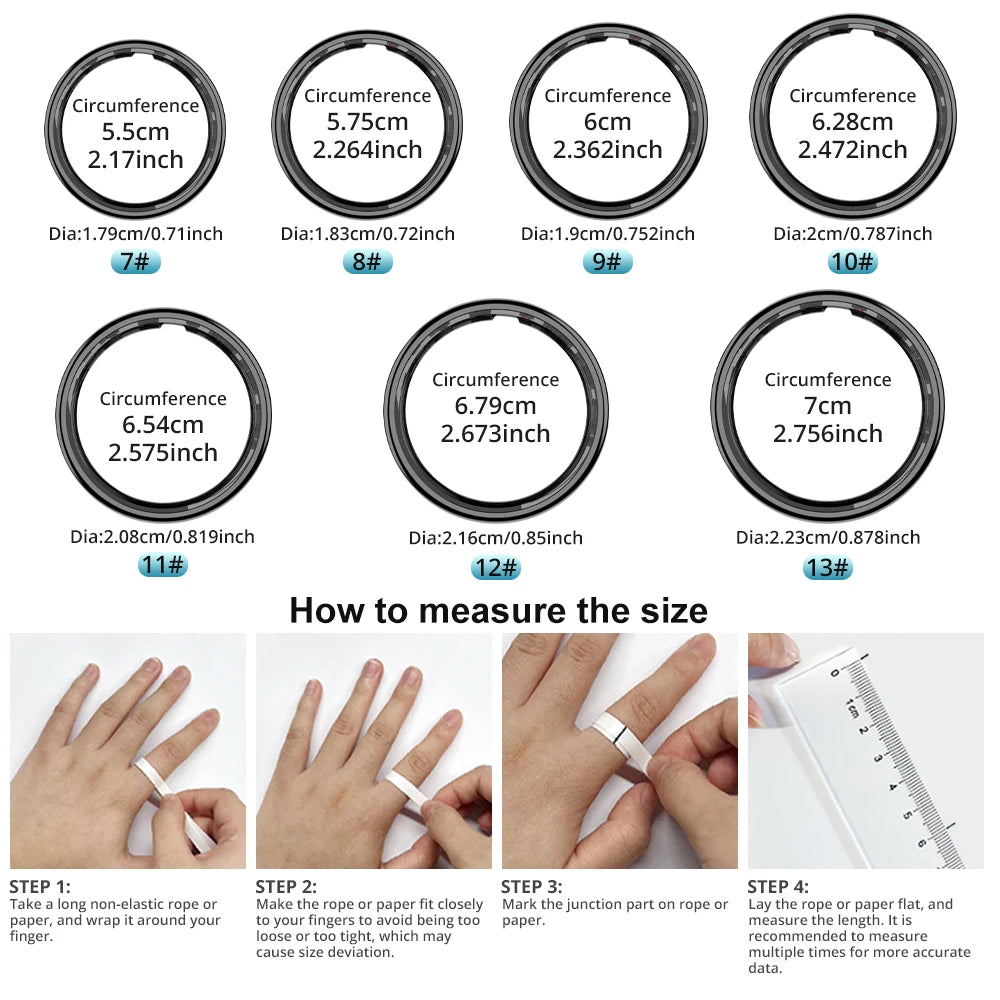 2025 COLMI R12 Smart Ring – Touch Display, Wireless Charging, Health Manager, 5ATM Waterproof