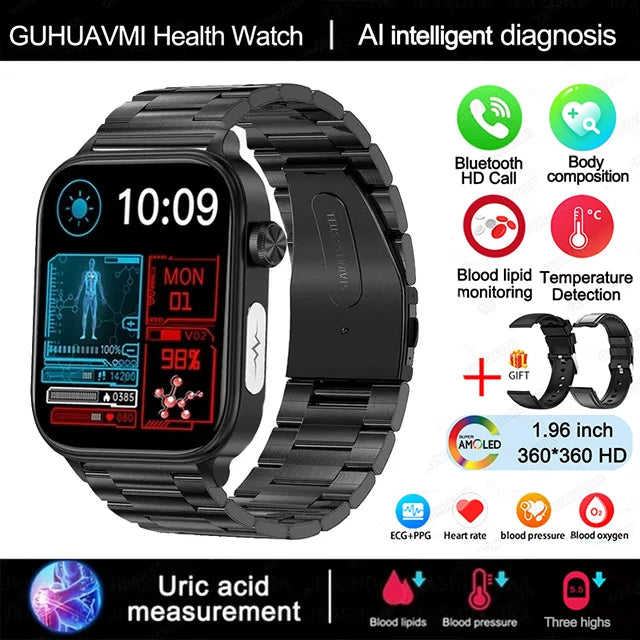 2025 ECG+PPG Smart Watch – Blood Pressure, Lipid, Uric Acid & Menstrual Health Tracker for Women