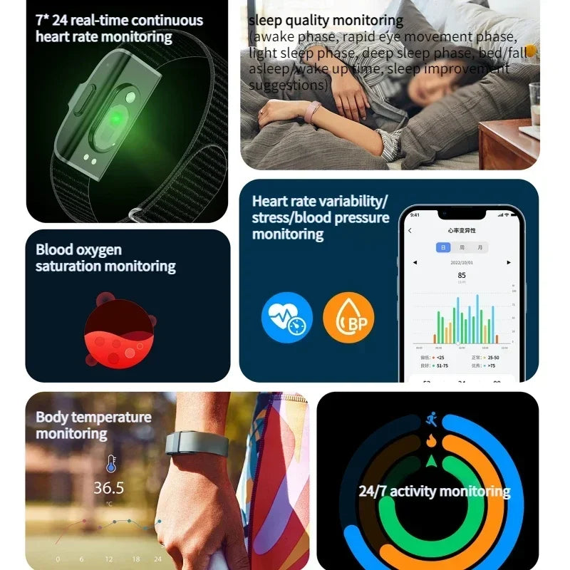 2208A Smart Fitness Bracelet – Heart Rate, Blood Pressure Monitor & Pedometer for Men and Women