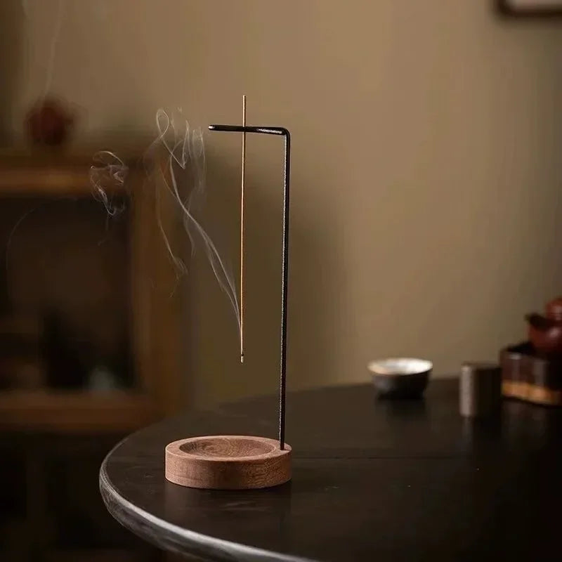 Creative Upside Down Wooden Incense Burner – Round Incense Stick Holder & Tray for Home or Yoga Décor