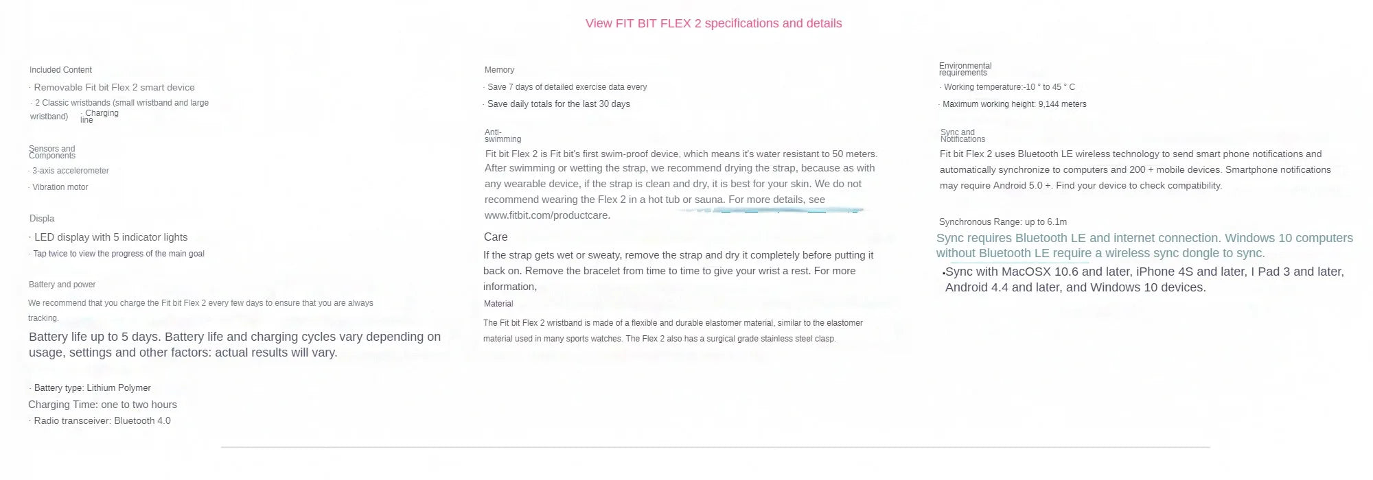 Fitbit Flex 2 Smart Fitness Tracker – Sleep Monitor, Waterproof, Alarm Clock & Bluetooth Alerts