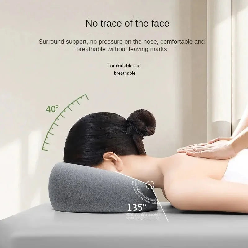Ergonomic Memory Foam Lying Down Pillow – Breathable Head & Face Rest for Beauty Salons